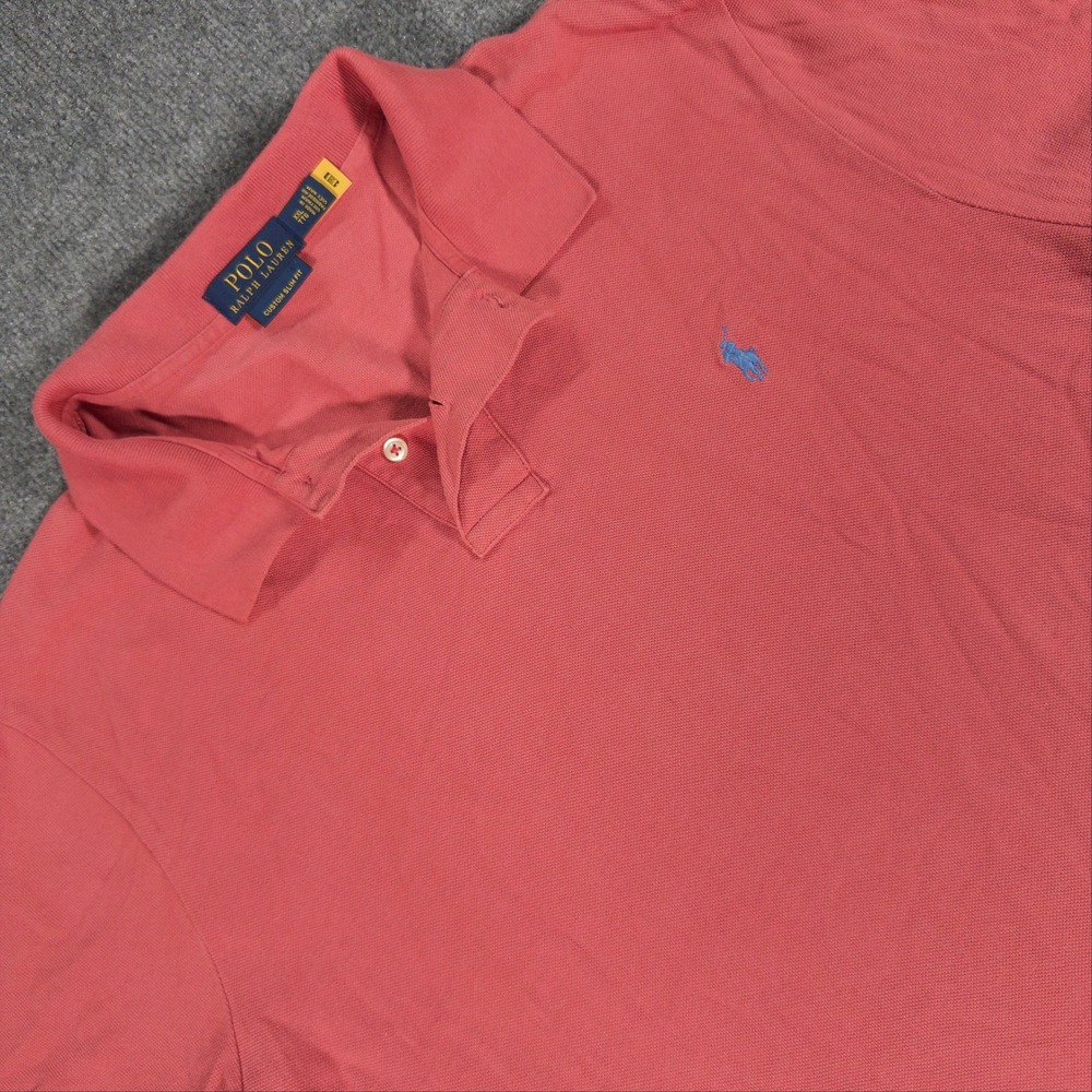 Polo Ralph Lauren Mens XXL Custom Slim Fit Pique Polo Shirt Coral Pink #4815